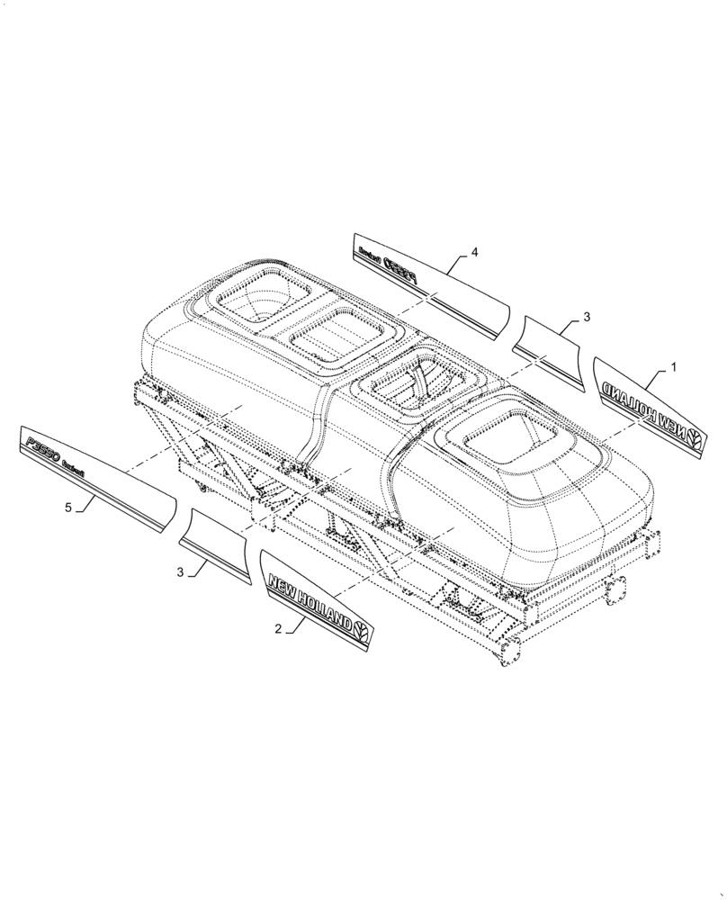 Схема запчастей Case IH 4765 - (90.108.AB[11]) - MODEL DECALS P3550 NEW HOLLAND (90) - PLATFORM, CAB, BODYWORK AND DECALS