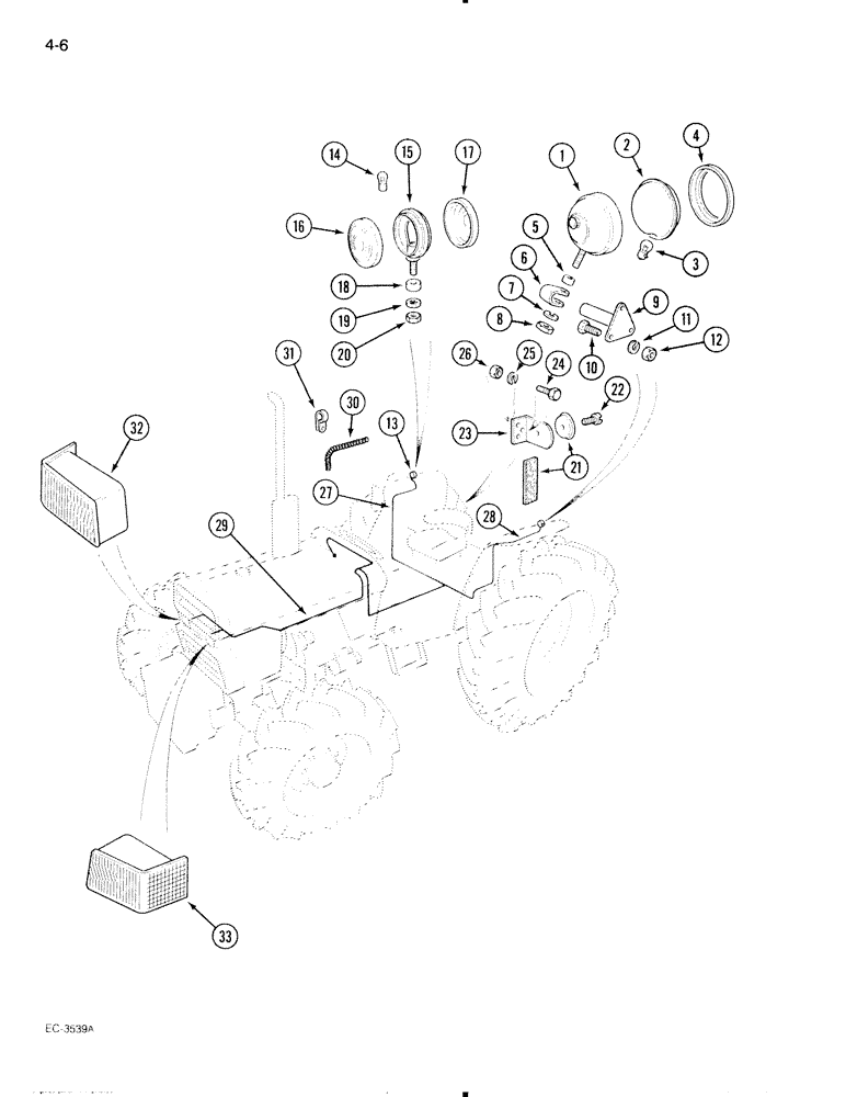 Схема запчастей Case IH 695 - (4-06) - LIGHTS AND HARNESS, CROWN TOP FENDERS (04) - ELECTRICAL SYSTEMS