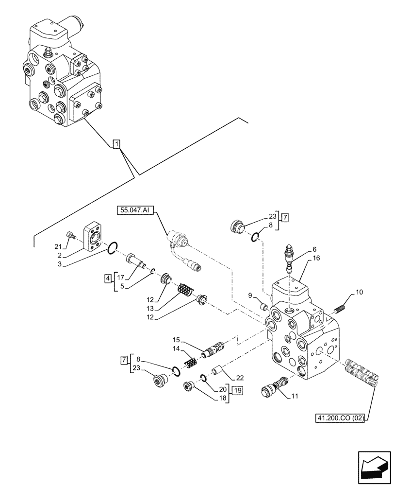Схема запчастей Case IH MAXXUM 115 - (41.200.CO[03]) - VAR - 743723 - STEERING VALVE, W/ FAST STEER™ SYSTEM, COMPONENTS (41) - STEERING