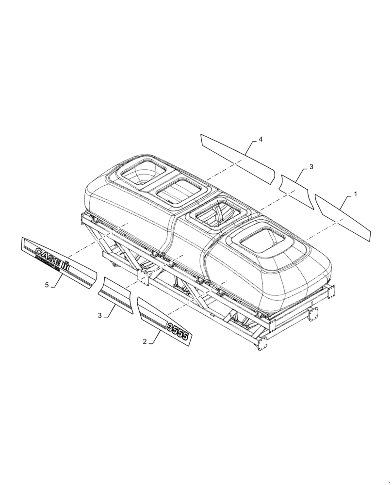 Схема запчастей Case IH 4765 - (90.108.AB[04]) - MODEL DECALS PRECISION AIR 3555 CASE (90) - PLATFORM, CAB, BODYWORK AND DECALS