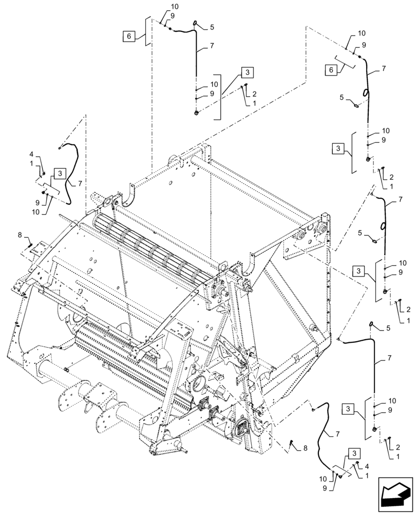 Схема запчастей Case IH RB455 - (71.460.AF[03]) - GREASE, LUBRICATION LINE (71) - LUBRICATION SYSTEM