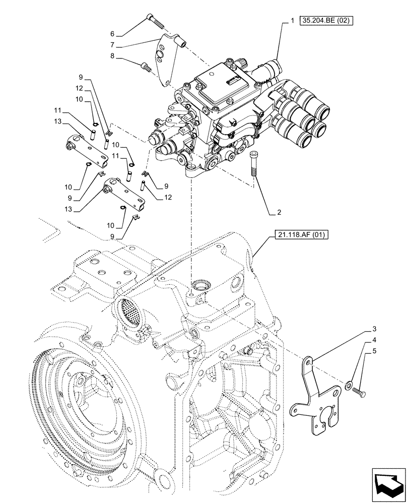 Схема запчастей Case IH PUMA 165 - (35.204.BE[01]) - VAR - 391163 - 2 REMOTE CONTROL VALVE (MHR) (35) - HYDRAULIC SYSTEMS