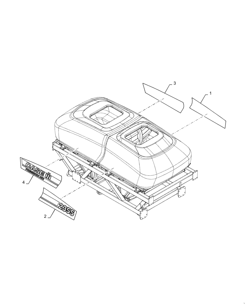 Схема запчастей Case IH 4765 - (90.108.AB[01]) - MODEL DECALS PRECISION AIR 2355 CASE (90) - PLATFORM, CAB, BODYWORK AND DECALS