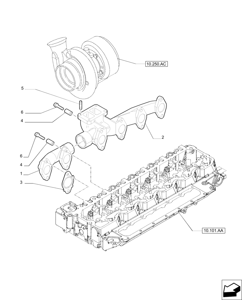 Схема запчастей Case IH PUMA 215 - (10.254.AC) - EXHAUST MANIFOLD (10) - ENGINE