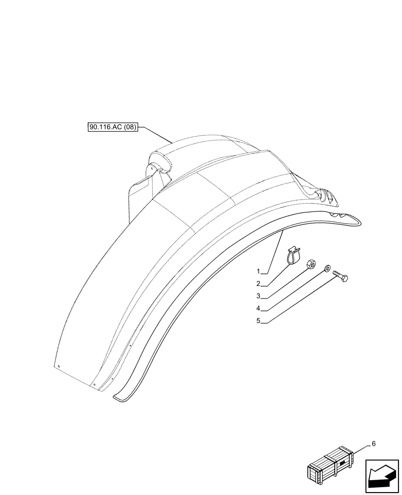 Схема запчастей Case IH PUMA 165 CVT - (90.116.AC[11]) - VAR - 758182, 758340 - WIDE REAR FENDERS, EXTENSION (90) - PLATFORM, CAB, BODYWORK AND DECALS