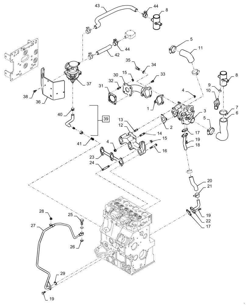 Схема запчастей Case IH FARMALL 30A - (10.254.AC[01]) - EXHAUST MANIFOLD (10) - ENGINE