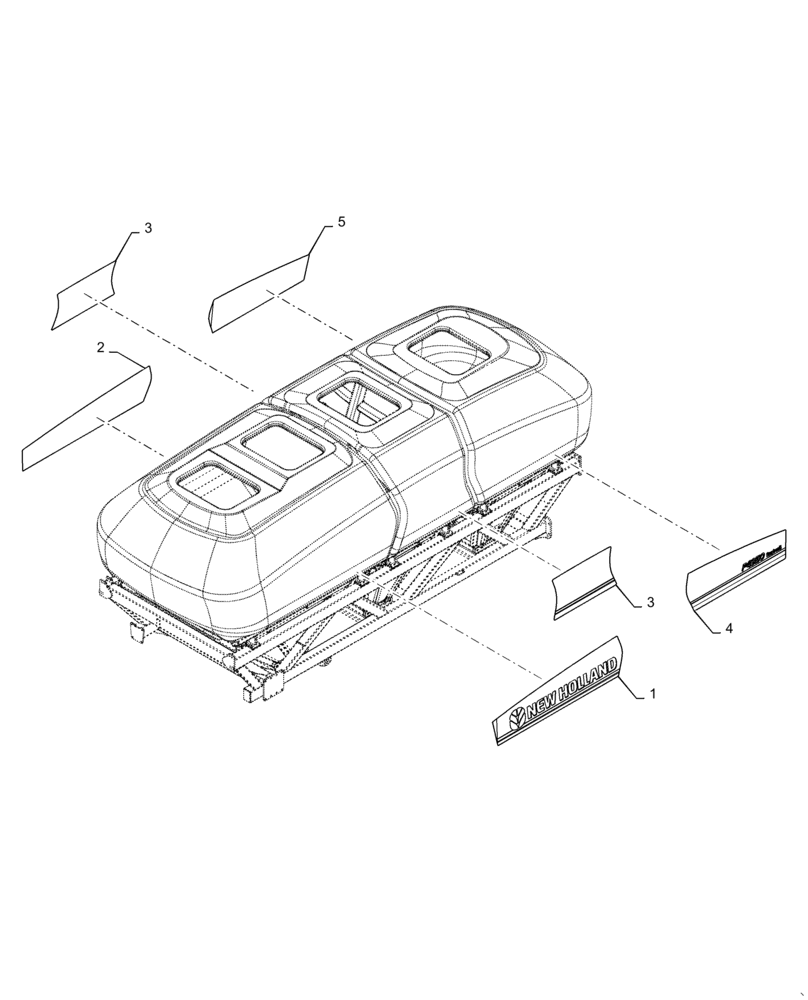Схема запчастей Case IH 4765 - (90.108.AB[14]) - MODEL DECALS P4950 NEW HOLLAND (90) - PLATFORM, CAB, BODYWORK AND DECALS