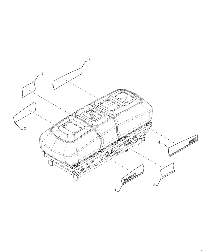 Схема запчастей Case IH 4765 - (90.108.AB[21]) - MODEL DECALS 9560 FLEXI-COIL (90) - PLATFORM, CAB, BODYWORK AND DECALS