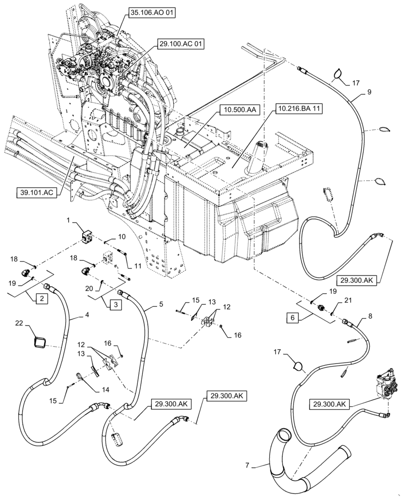 Схема запчастей Case IH 7230 - (29.300.AP[02]) - VAR - 425163, 425164 - HYDRAULIC SYSTEM, REAR AXLE, PRA (29) - HYDROSTATIC DRIVE
