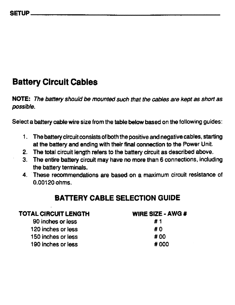 Схема запчастей Case IH 6590TA - (049) - SETUP, BATTERY CIRCUIT CABLES, BATTERY CABLE SELECTION GUIDE 