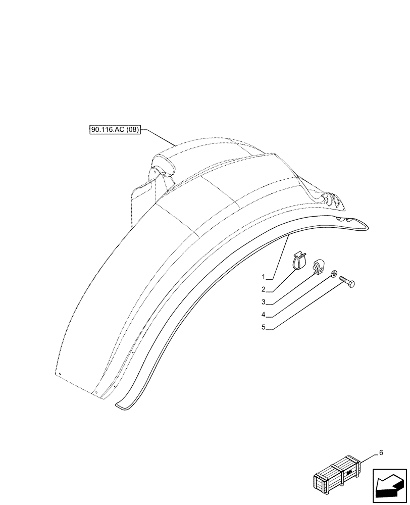 Схема запчастей Case IH PUMA 200 - (90.116.AC[14]) - VAR - 758183, 758341 - WIDE REAR FENDERS, EXTENSION (90) - PLATFORM, CAB, BODYWORK AND DECALS
