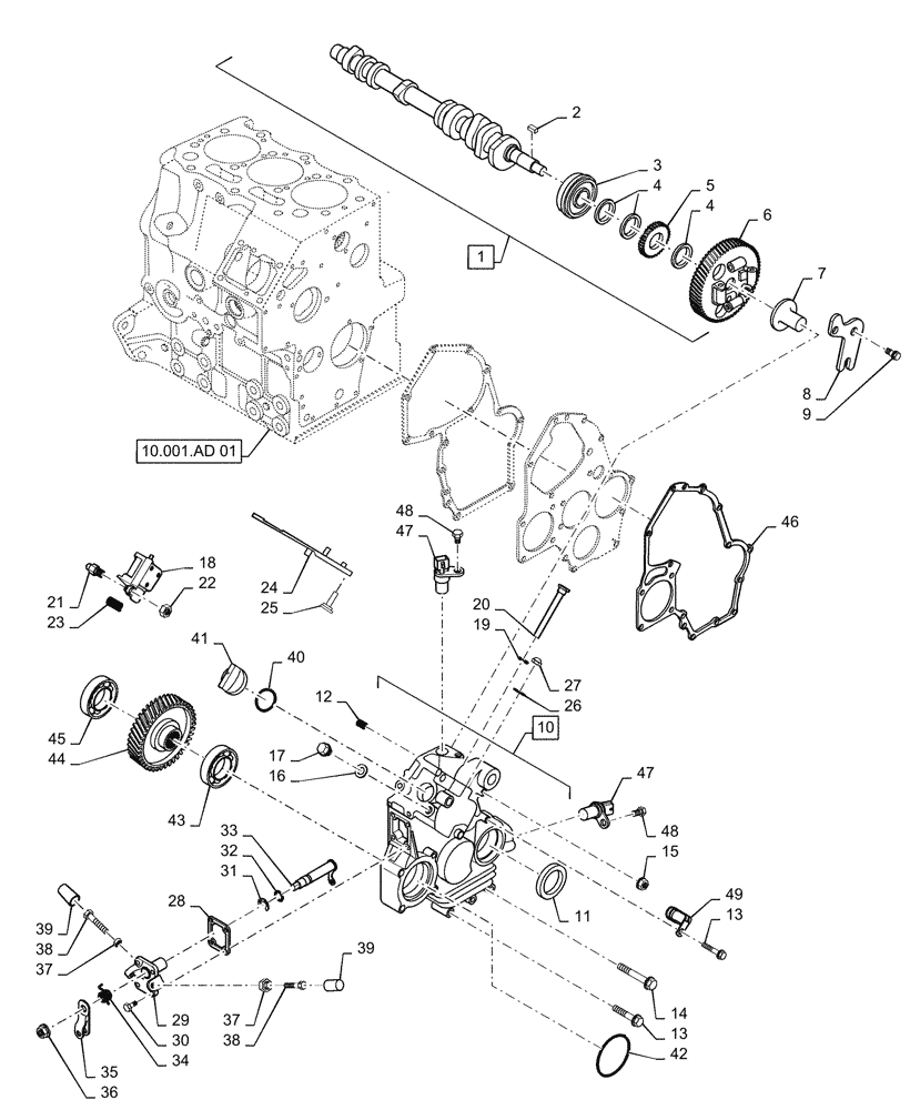 Схема запчастей Case IH FARMALL 30A - (10.102.BB[01]) - GEAR, TIMING CONTROL (10) - ENGINE