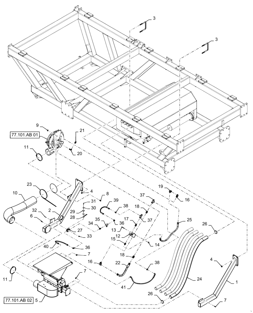 Схема запчастей Case IH 4955 - (77.100.AC[11]) - AUXILIARY TANK FILL (77) - SEEDING/PLANTING