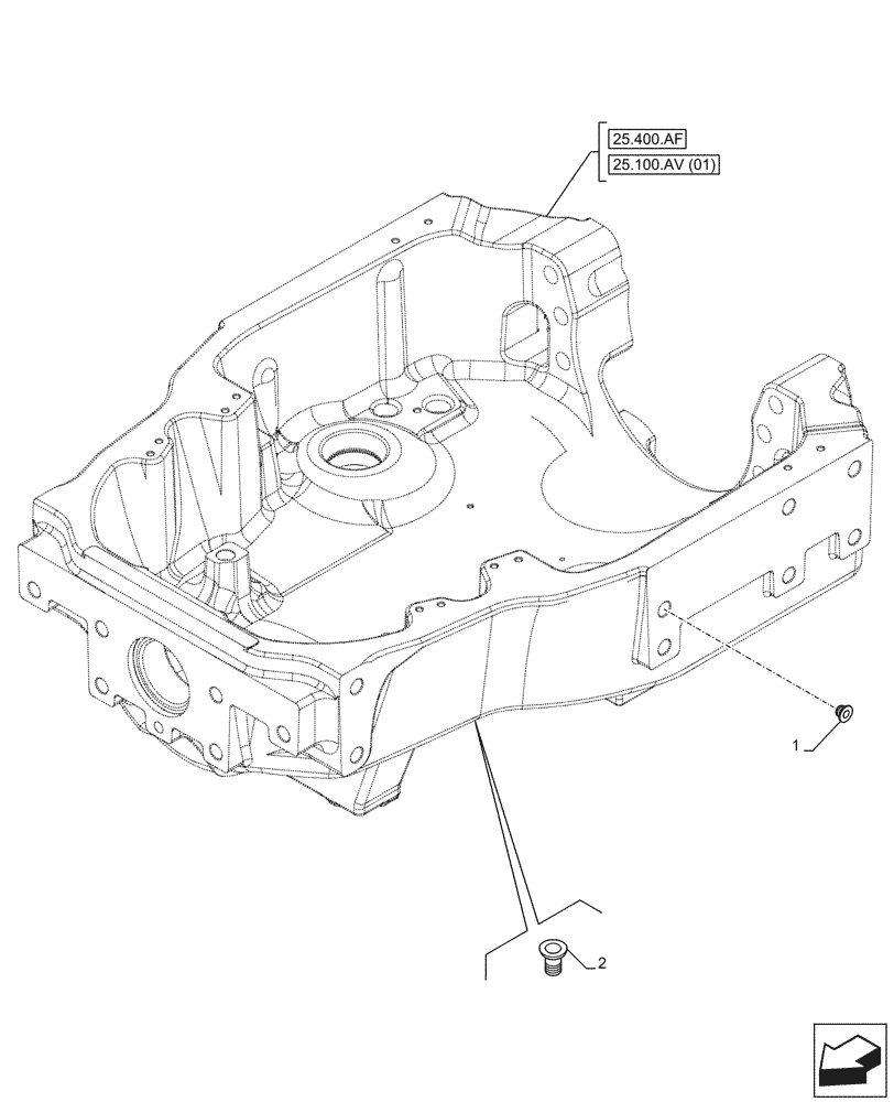Схема запчастей Case IH MAXXUM 115 - (25.100.AV[09]) - VAR - 390811, 390926, 744790, 758582 - FRONT AXLE SUPPORT, PLUGS (25) - FRONT AXLE SYSTEM