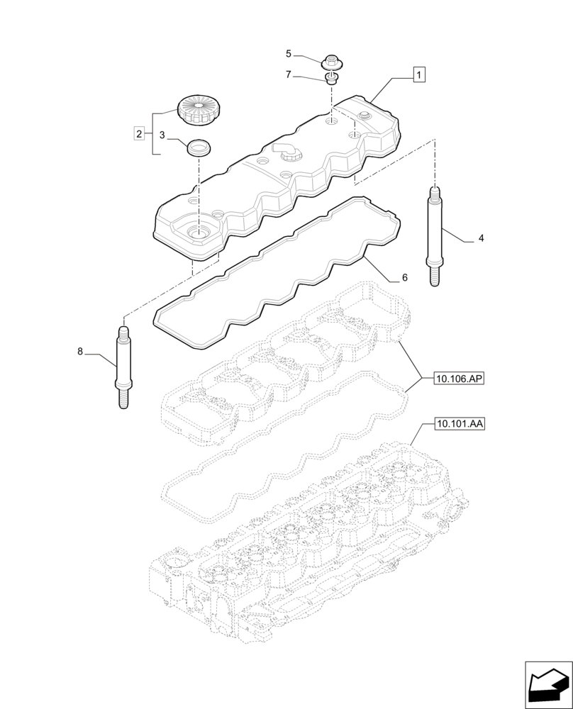 Схема запчастей Case IH PUMA 200 - (10.101.AJ[01]) - CYLINDER HEAD COVERS (10) - ENGINE