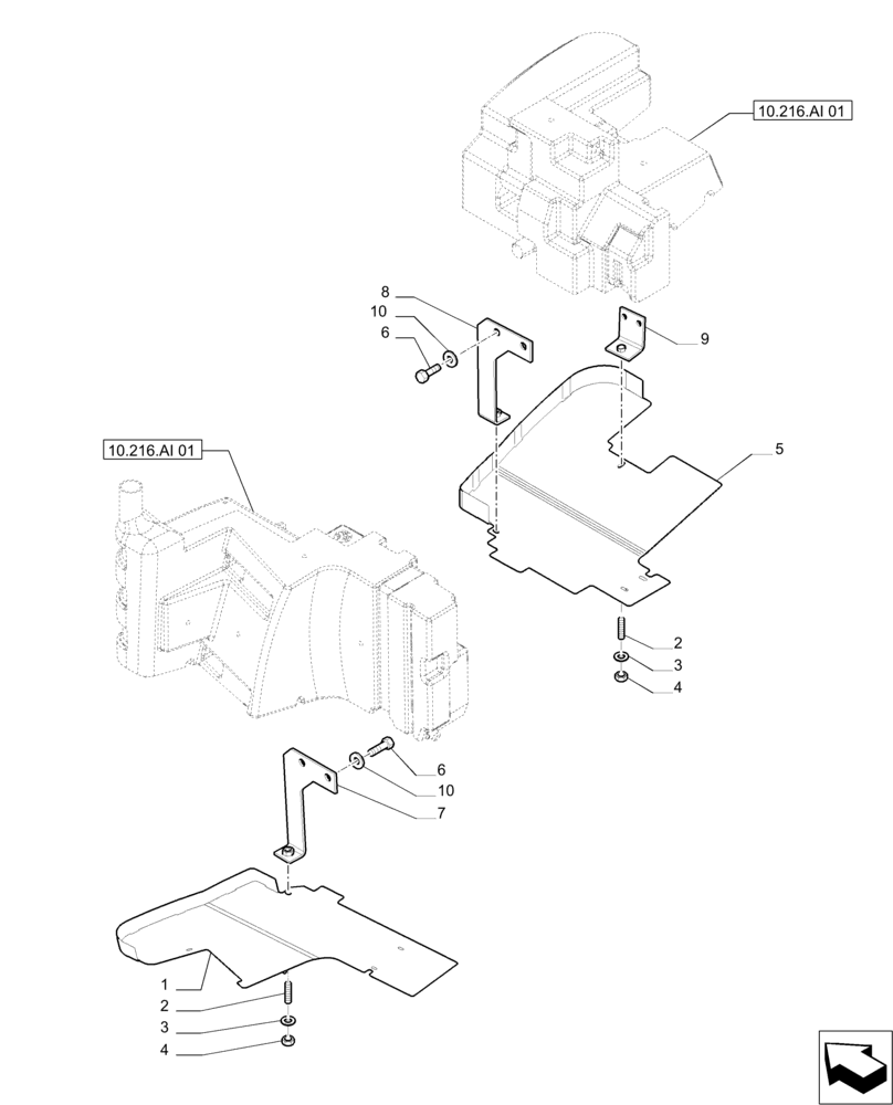 Схема запчастей Case IH PUMA 215 - (10.216.AI[03]) - FUEL TANK GUARDS (10) - ENGINE