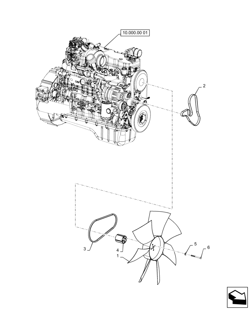 Схема запчастей Case IH 2240 - (10.414.AC[01]) - FAN AND BELTS (10) - ENGINE