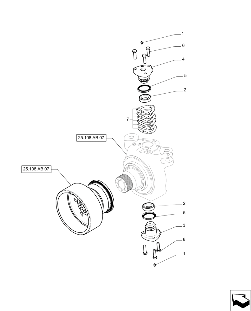 Схема запчастей Case IH MAGNUM 235 - (25.108.AG[03]) - FRONT AXLE, PLANETARY REDUCER - RH - CLASS V - CNH (25) - FRONT AXLE SYSTEM