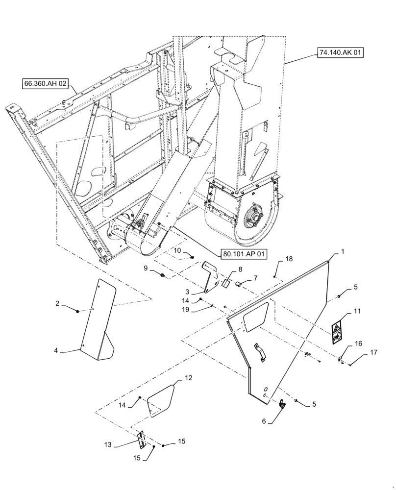 Схема запчастей Case IH 7140 - (74.130.AJ[03]) - REAR SHIELD, RH (74) - CLEANING