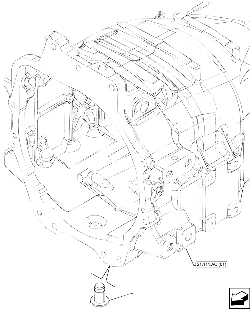 Схема запчастей Case IH MAXXUM 115 - (21.111.AC[08]) - VAR - 758418, 758419, 758421, 758426 - TRANSMISSION HOUSING, PLUGS (21) - TRANSMISSION