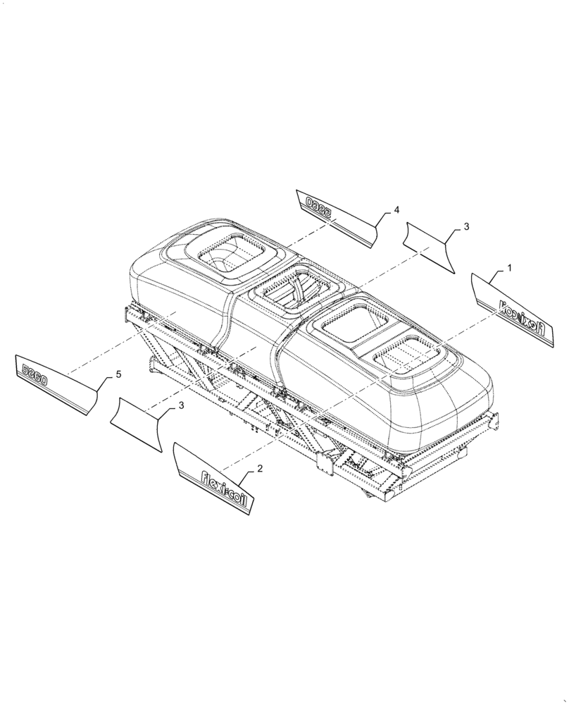 Схема запчастей Case IH 4765 - (90.108.AB[19]) - MODEL DECALS 5860 FLEXI-COIL (90) - PLATFORM, CAB, BODYWORK AND DECALS