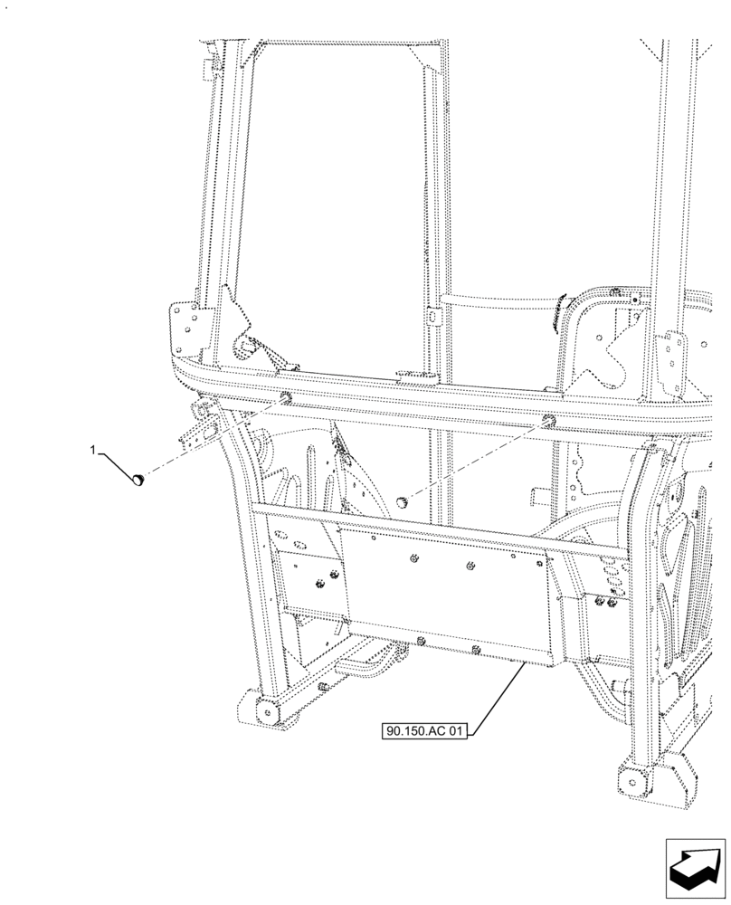 Схема запчастей Case IH FARMALL 130A - (90.150.AC[03]) - VAR - 391610 - REAR, CAB, PLUGS (90) - PLATFORM, CAB, BODYWORK AND DECALS