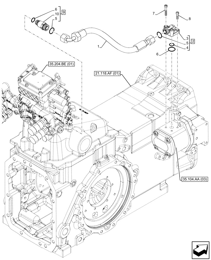 Схема запчастей Case IH MAXXUM 135 - (35.204.BJ[04]) - VAR - 391828 - REMOTE CONTROL VALVE, HOSE (35) - HYDRAULIC SYSTEMS