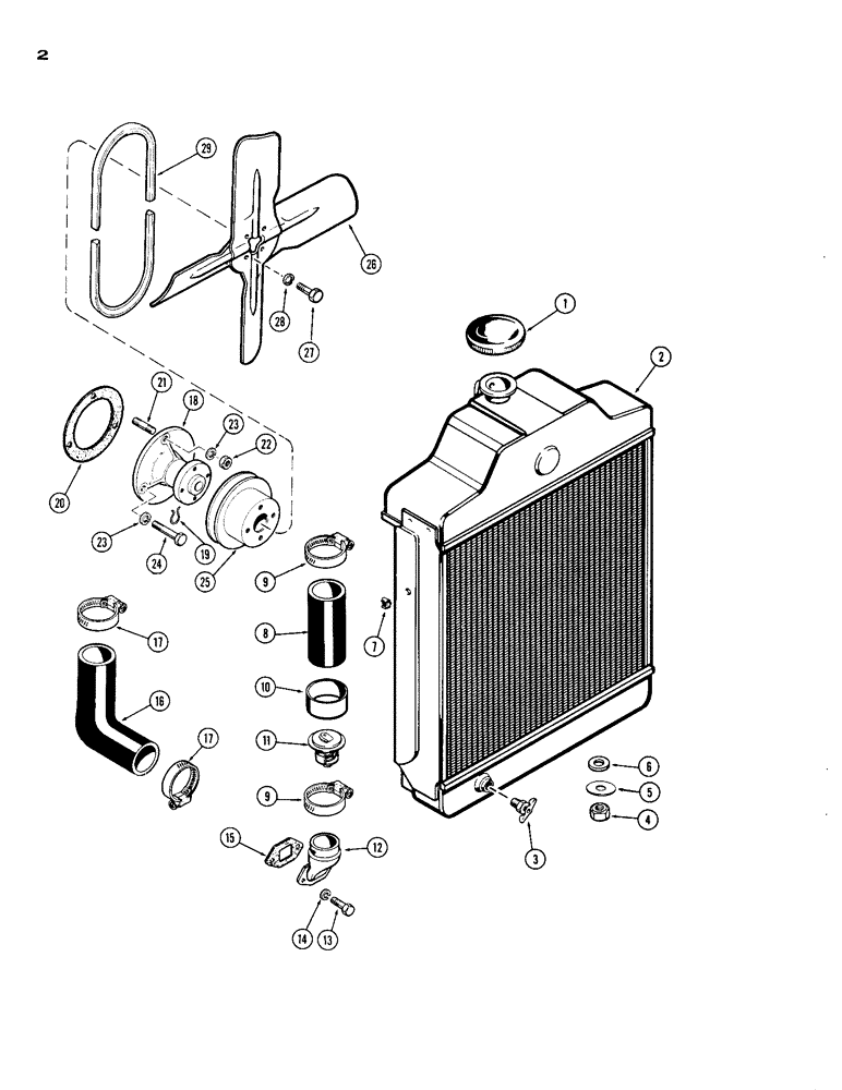 Схема запчастей Case IH 188 - (02) - ENGINE COOLING SYSTEM, SPARK IGNITION ENGINE 