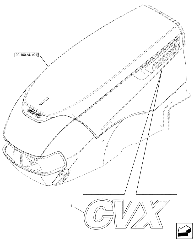 Схема запчастей Case IH MAXXUM 135 - (90.108.AB[03]) - VAR - 392208 - MODEL IDENTIFICATION DECAL (90) - PLATFORM, CAB, BODYWORK AND DECALS