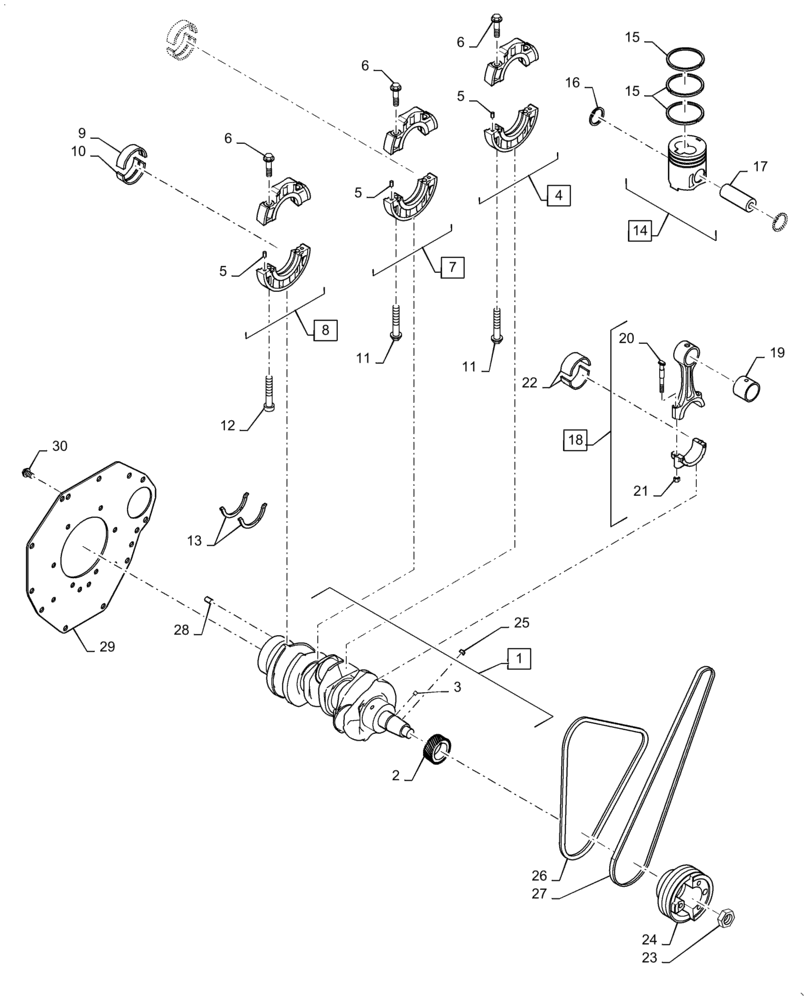 Схема запчастей Case IH FARMALL 30A - (10.103.AA[01]) - CRANKSHAFT PULLEY & HUB (10) - ENGINE