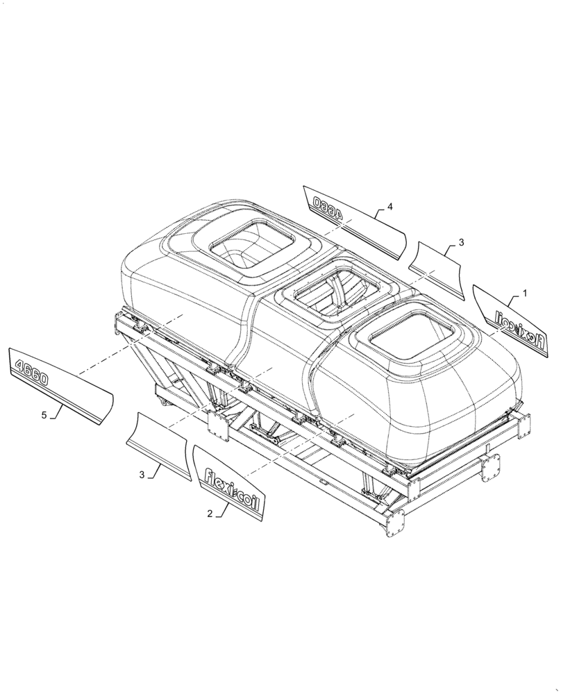 Схема запчастей Case IH 4765 - (88.100.AB[17]) - MODEL DECALS 4660 FLEXI-COIL (90) - PLATFORM, CAB, BODYWORK AND DECALS