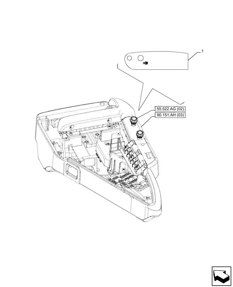 Схема запчастей Case IH MAXXUM 115 - (90.108.AA[11]) - VAR - 390811, 743699 - DECAL, ARMREST, PTO (90) - PLATFORM, CAB, BODYWORK AND DECALS