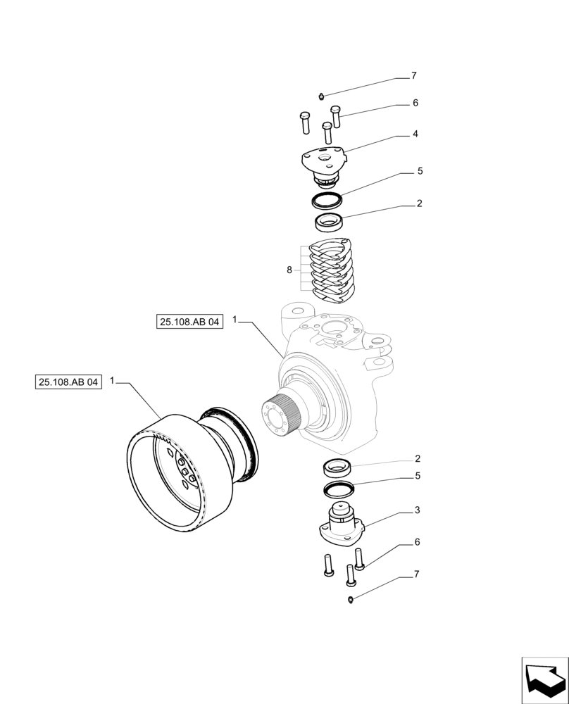 Схема запчастей Case IH MAGNUM 235 - (25.108.AG[01]) - FRONT AXLE, PLANETARY REDUCER - RH - CLASS 4.75 - CNH (25) - FRONT AXLE SYSTEM