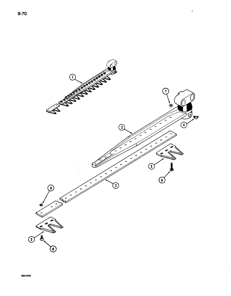 Схема запчастей Case IH 1010 - (9-070) - KNIFE ASSEMBLY, 1.5 INCH - BOLTED, COLUMBUS AUTO (58) - ATTACHMENTS/HEADERS