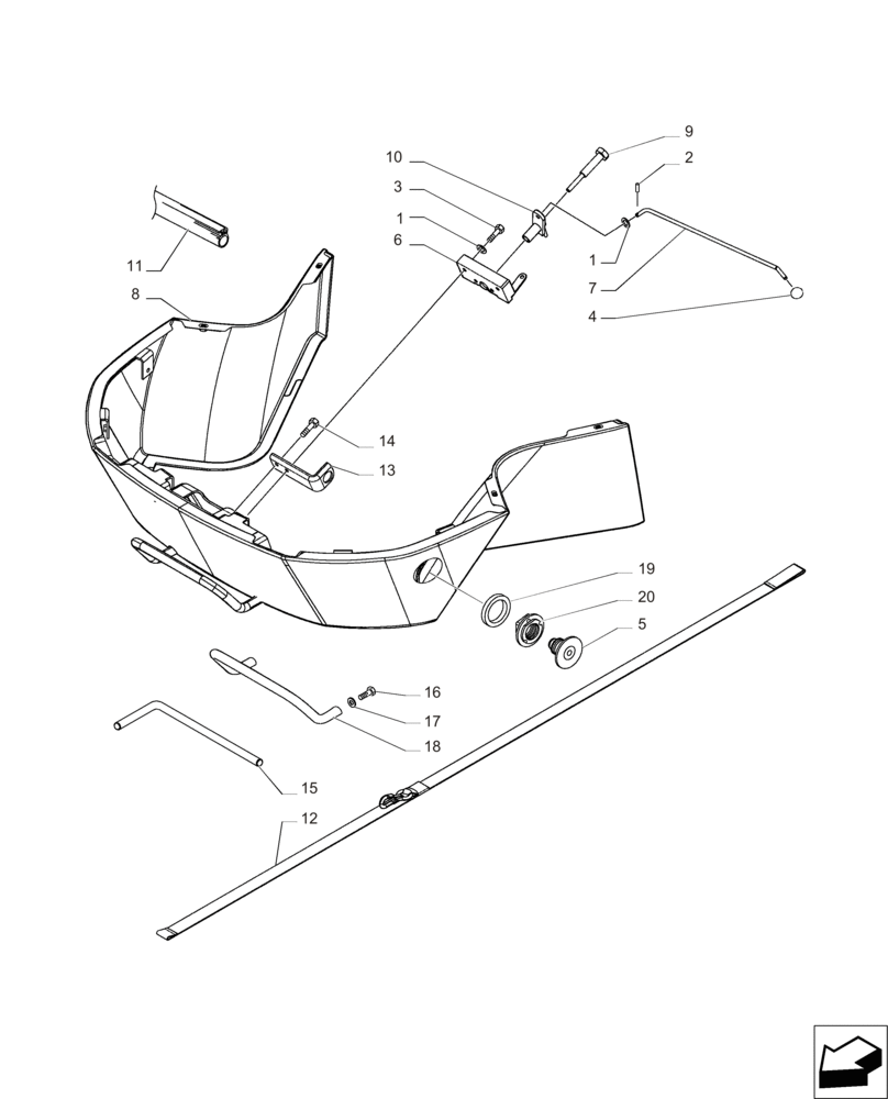 Схема запчастей Case IH PUMA 230 - (90.100.AU[02]) - HOOD - LATCH (90) - PLATFORM, CAB, BODYWORK AND DECALS