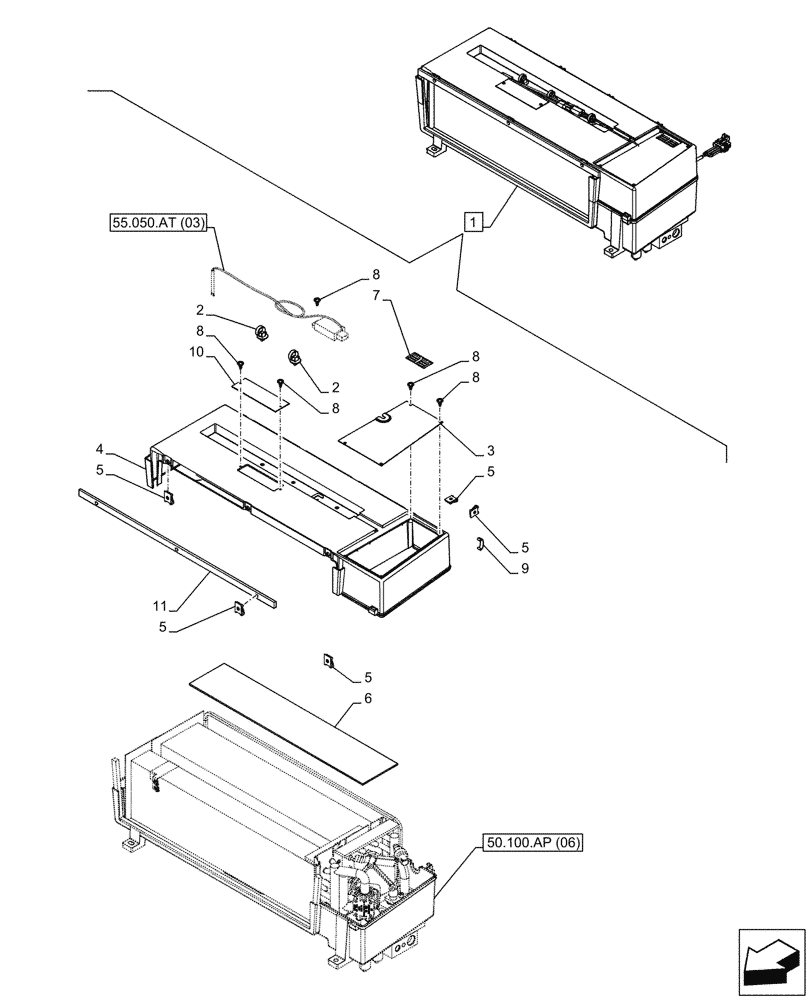 Схема запчастей Case IH PUMA 185 - (50.100.AP[05]) - VAR - 758131, 758133, 758265, 758666, 758667, 758668, 758669, 759265 - AIR CONDITIONING WITH ATC, AIR CONDITIONER, COMPONENTS (50) - CAB CLIMATE CONTROL