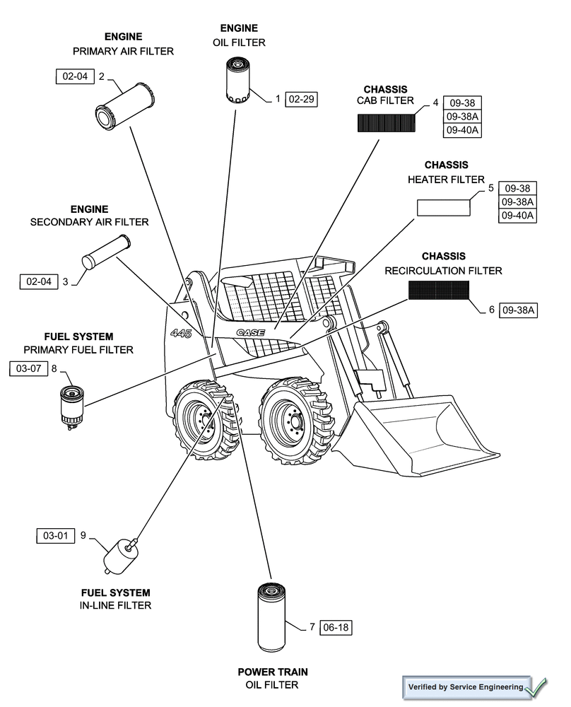 Схема запчастей Case IH 450 - (05.100.03[01]) - FILTERS, 450 (18) - MISCELLANEOUS