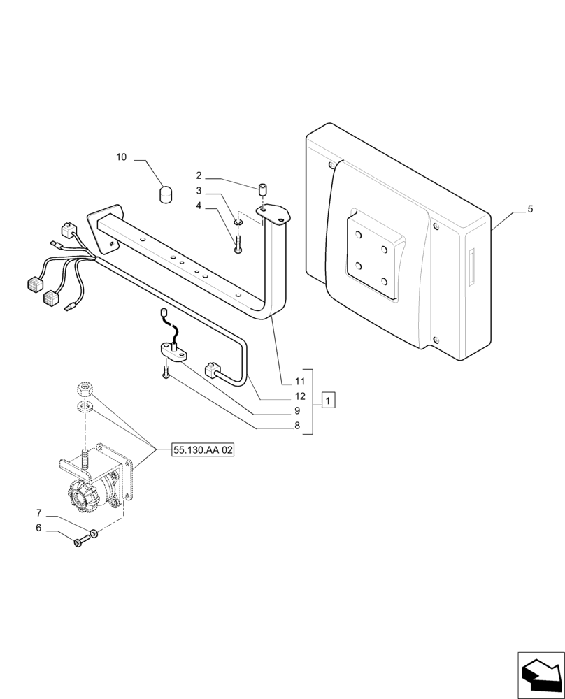 Схема запчастей Case IH PUMA 230 - (55.130.AA[01]) - RIGHT LIFT ROD AND TOP LINK HYDRAULIC ADJUST W/ELECTRONIC CONTROL - SOLENOID VALVES (55) - ELECTRICAL SYSTEMS
