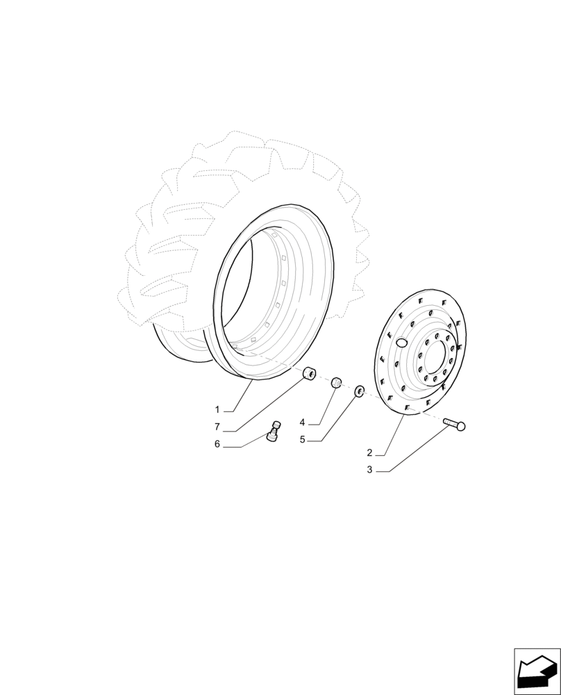 Схема запчастей Case IH PUMA 215 - (44.520.AB[04]) - REAR WHEELS - 20.8-38 R1 10PR - W18LX38 (44) - WHEELS
