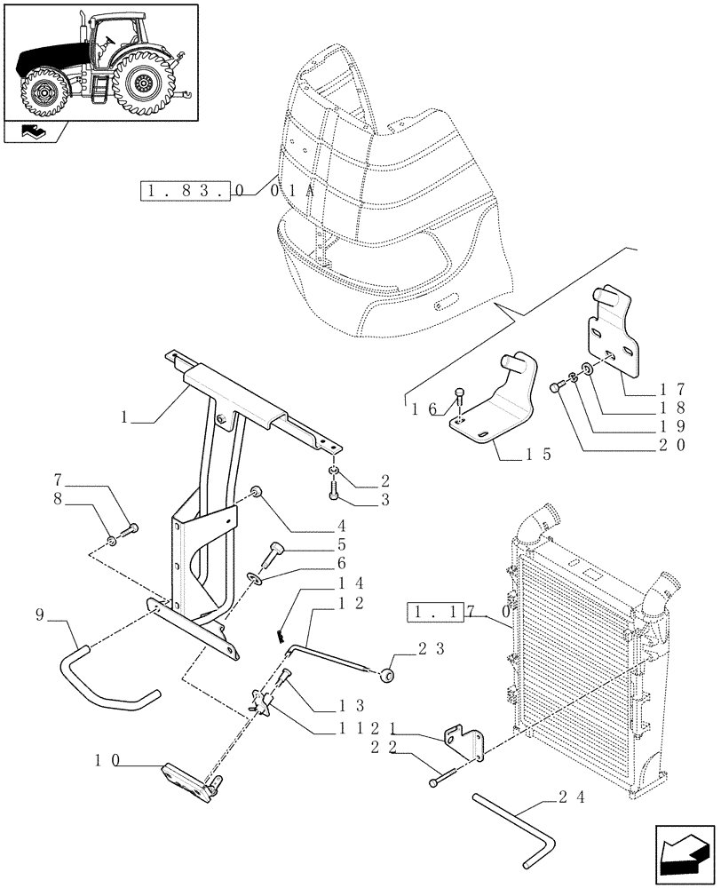Схема запчастей Case IH PUMA 125 - (1.83.0[03A]) - HOOD - LATCH - D6653 (08) - SHEET METAL