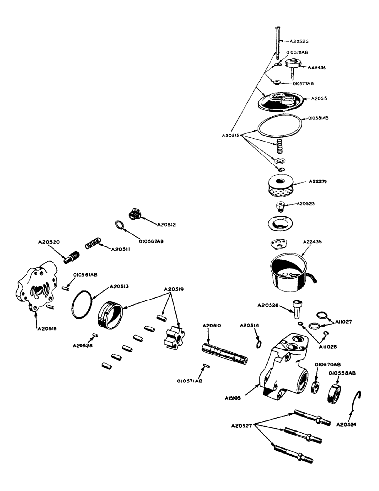 Схема запчастей Case IH 940 - (2-100) - PARTS FOR A22147 HYDRAULIC POWER STEERING PUMP (05) - STEERING
