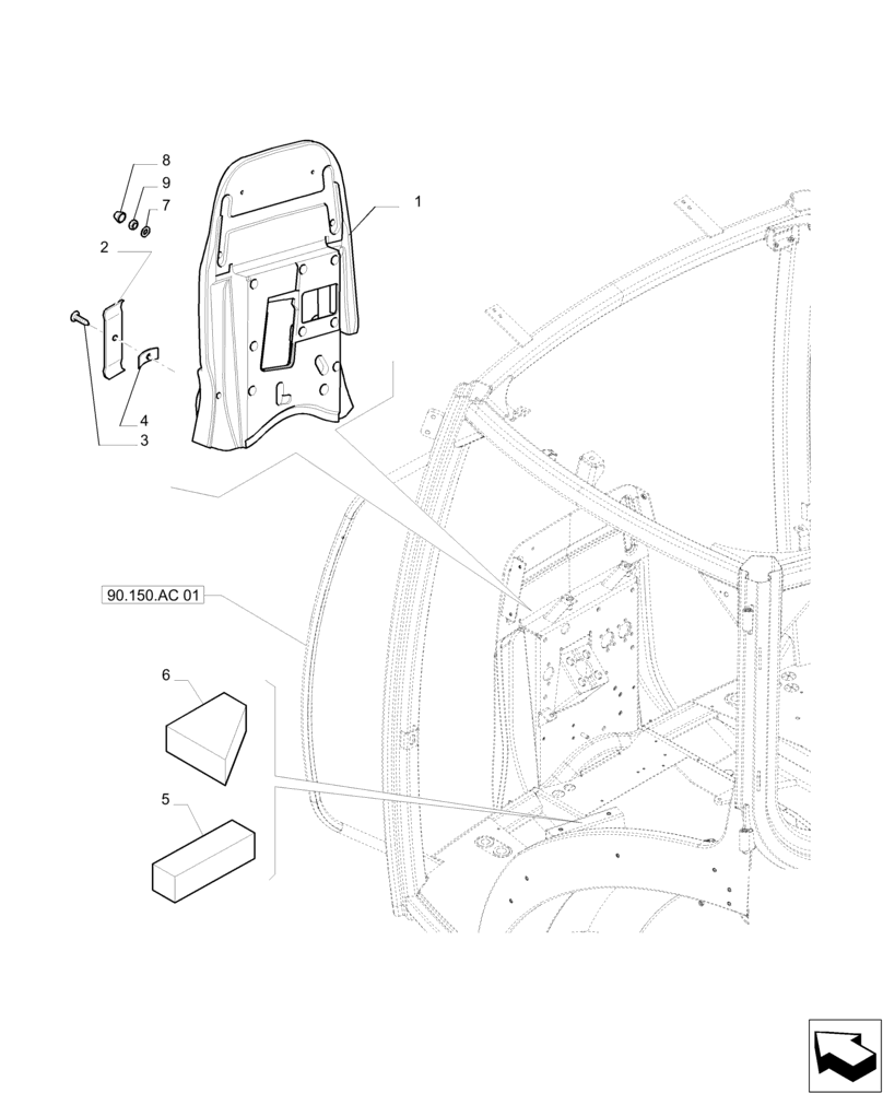 Схема запчастей Case IH PUMA 230 - (90.160.CK) - SOUNDPROOFING (90) - PLATFORM, CAB, BODYWORK AND DECALS