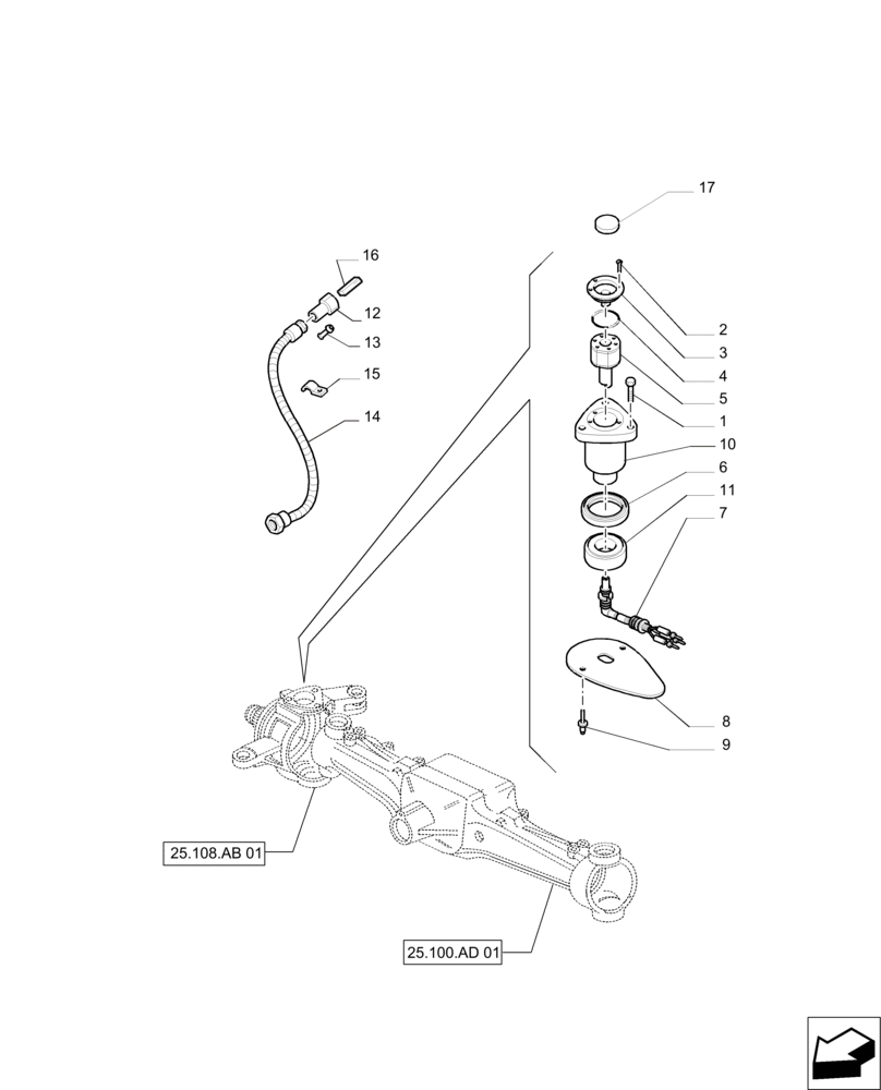 Схема запчастей Case IH PUMA 200 - (55.047.AA[01]) - FRONT AXLE STEERING SENSOR AND RELATED PARTS (55) - ELECTRICAL SYSTEMS
