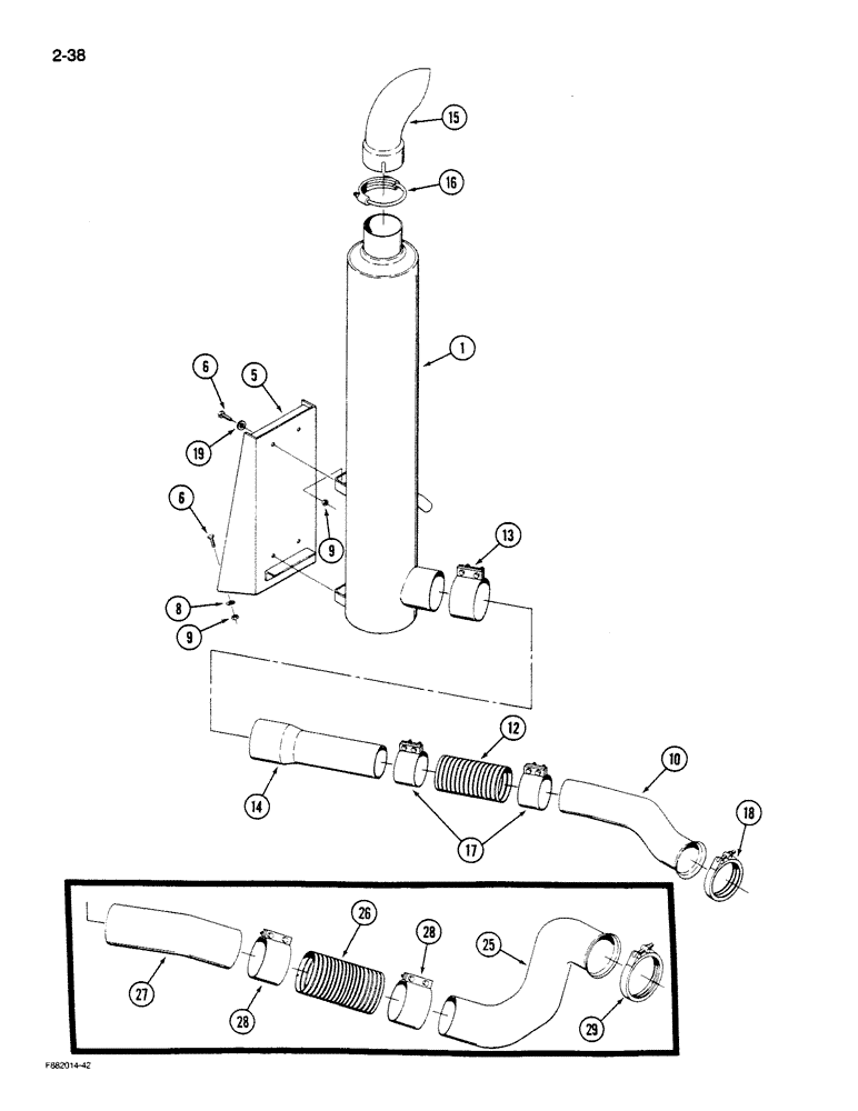 Схема запчастей Case IH STEIGER - (2-038) - EXHAUST SYSTEM (02) - ENGINE