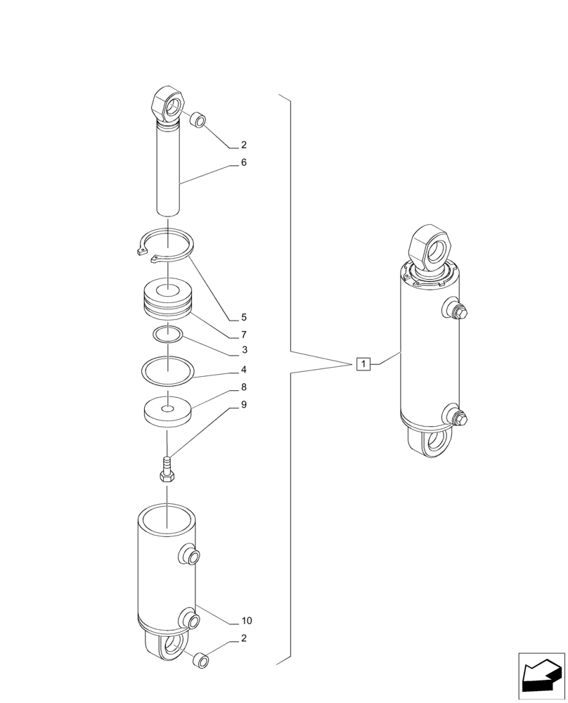 Схема запчастей Case IH PUMA 200 - (35.100.BI[02]) - HYDRAULIC POWER LIFT - CYLINDER - BREAKDOWN (35) - HYDRAULIC SYSTEMS