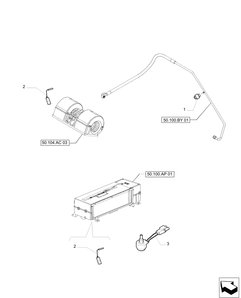 Схема запчастей Case IH PUMA 200 - (50.100.AP[06]) - AIR CONDITIONING SENSORS AND SWITCHES (50) - CAB CLIMATE CONTROL