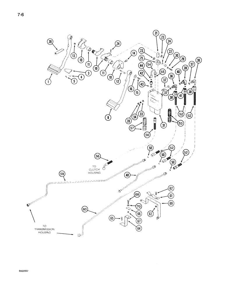 Схема запчастей Case IH 7140 - (7-006) - BRAKE PEDAL SYSTEM, P.I.N. JJA0028200 AND AFTER (07) - BRAKES