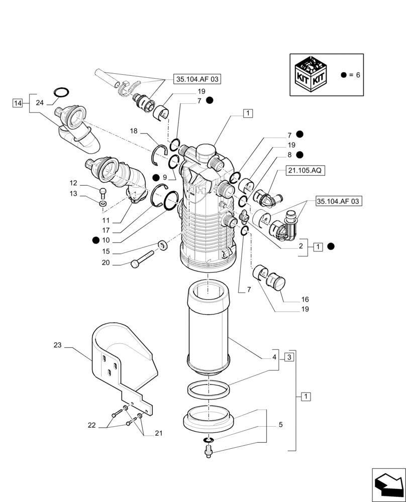 Схема запчастей Case IH PUMA 200 - (35.100.AL[02]) - 150 L/MIN PUMP W/EDC - OIL FILTER (35) - HYDRAULIC SYSTEMS