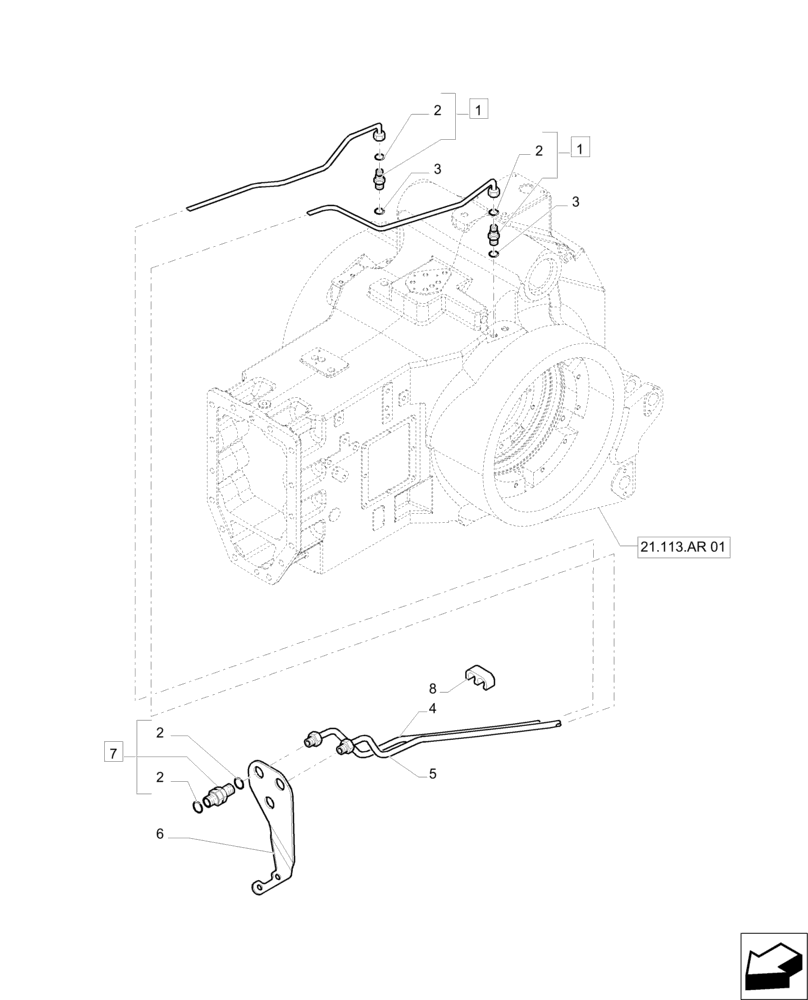 Схема запчастей Case IH PUMA 230 - (33.202.AP[01]) - BRAKE PIPING (33) - BRAKES & CONTROLS