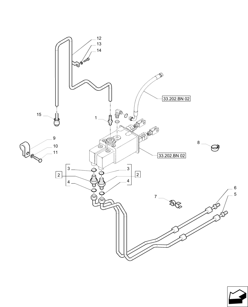 Схема запчастей Case IH PUMA 215 - (33.202.AP[02]) - BRAKE PEDALS - PIPES (33) - BRAKES & CONTROLS
